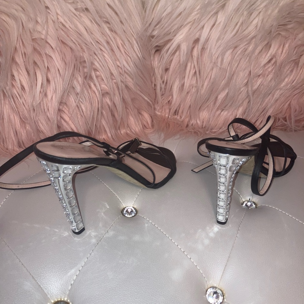 Kate Spade Fiandra Black Leather Jeweled Strappy Heeled Sandals Size 10.5B - Picture 10 of 13